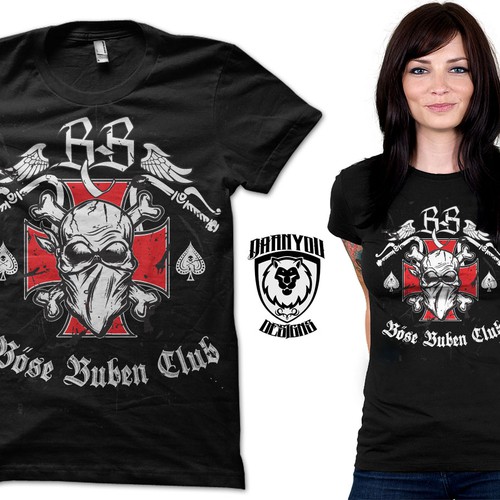 "Shirt Design for " BÖSE BUBEN CLUB" ,Outlaw-Design" winning T-shirt by =DarnYou=