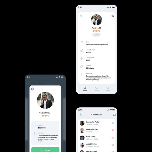 A fresh/modern/progressive styled video-calling app Design by Uzeir Mansuri