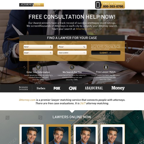 Design a Landing Page for Attorney.com Design by Atul-Arts