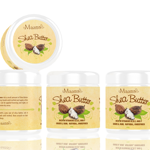 Packaging label for a 100 Natural Shea Butter company Product label