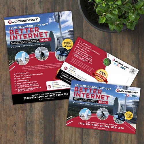 6x9 postcard advertisement for Fixed Wireless ISP Design by Thinks Graphics