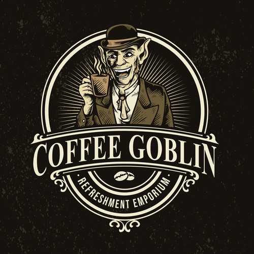 Coffee Goblin! Design a vintage coffee logo with steampunk style for coffee bag label/website/merch Design by brightoneart