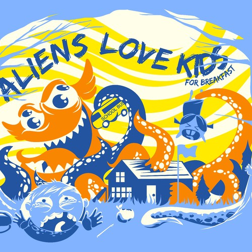Evil Alien is having breakfast in a Kindergarden Ontwerp door raiggi