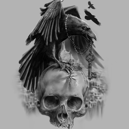 Gothic Raven tattoo Design von metatron studio
