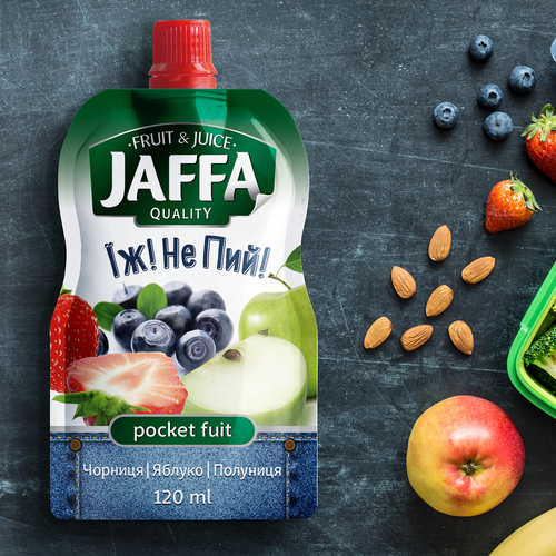 Diseño de Develop Concept Design for Jaffa "Fruit in Pocket" adults’ fruit and berry puree de garryveda.com