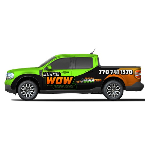 Need eye catching wrap designed for a lawn care company! Design by Jans...