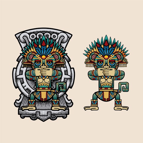 Aztec Speak no Evil Monkey Diseño de Jotch.Art