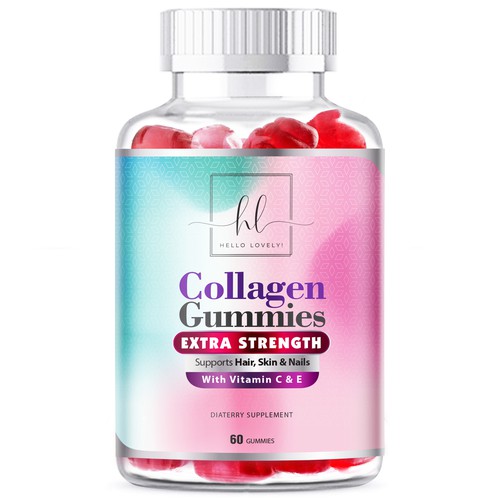 Hello Lovely needs a Collagen Gummies product label Design by agooshe