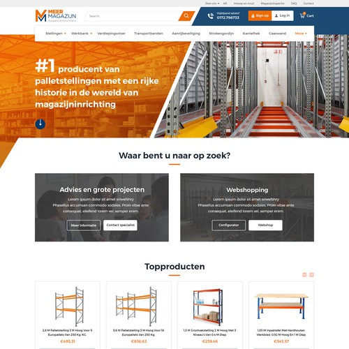 Creative website templates for a leading pallet racks company_ Meermagazijn Design by Aj3664