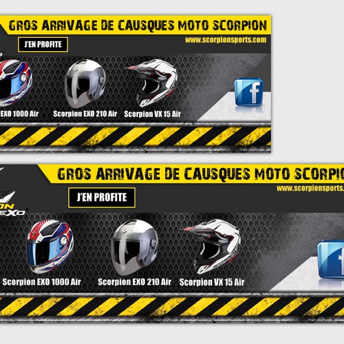 Bannière publicitaire pour casques moto Scorpion