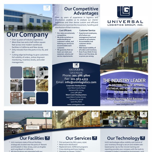 Create the next single-page advertising brochure for Universal Logistics Group Ontwerp door degowang