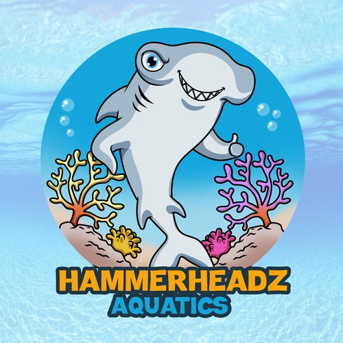 Hammerhead Shark Logo for Custom Salt Water Aquariums and Ocean Coral Farm Company Diseño de zxxz