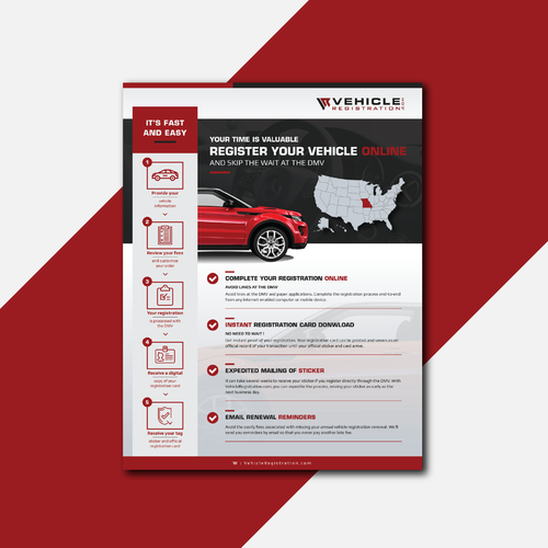 One-Page Flyer for VehicleRegistration.com Design by adityadwiyansyah97