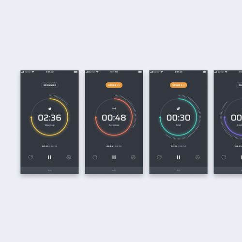 Redesign a popular fitness timer app Design by Softsea