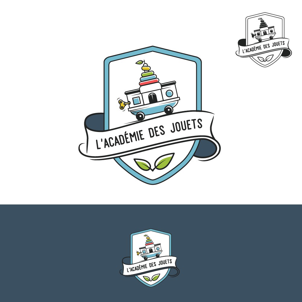 University logo with the title 'Fun logo design for renting toys'