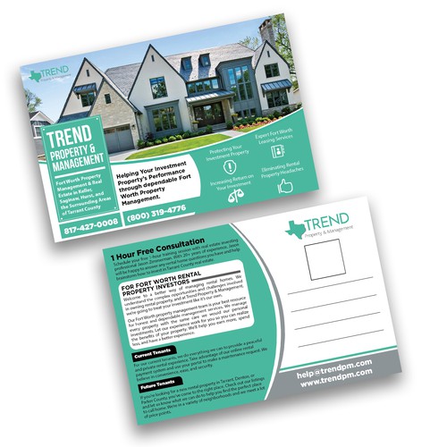 Catchy postcard designs that appeal to investment property owners -refer to our website for content Réalisé par Frank Shaw