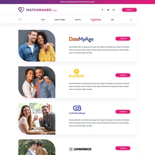 Modern & Sleek Design to Attract Singles who are Stuck at Dating Design by Infinityデザイナー