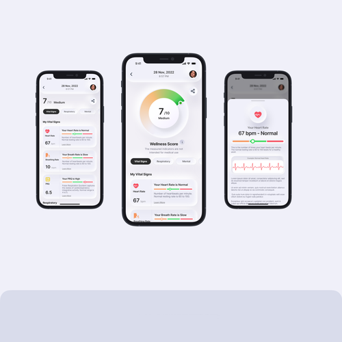 Wellness "vital signs" app - redesign Design by A.D.S