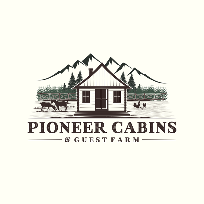 Logo For A Mountain Cabin Rental Business On An Organic Farm With