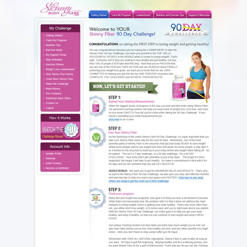 Create the next website design for Skinny Fiber 90 Day Weight Loss Challenge Design by racob