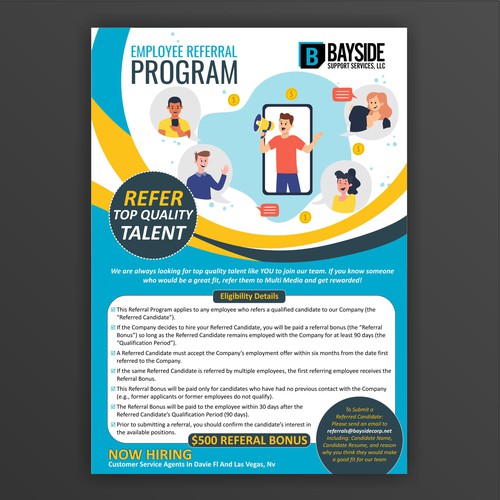 Designs Need A Flier To Announce Awesome Employee Referral Program Target Demo Young Tech 1103