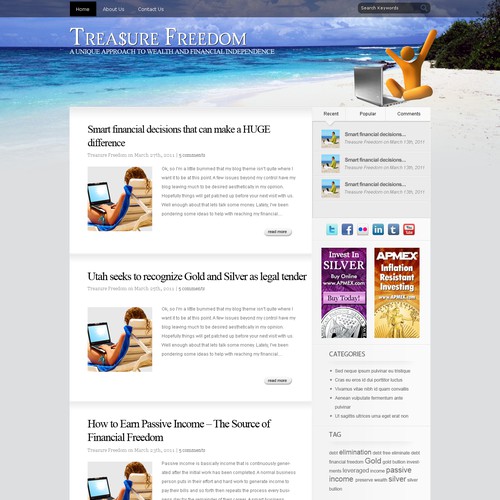 Design di Financial Freedom Wordpress Blog Theme (Web 2.0) di cepoko