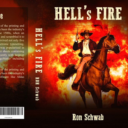 Design a book cover for action-packed Western novel “Hell's Fire” Design by ShahzaibZaheeer