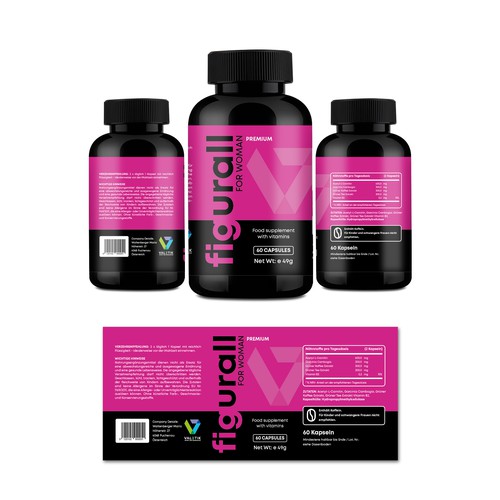 "The front label of a high-quality weight loss supplement for women" winning Product label
