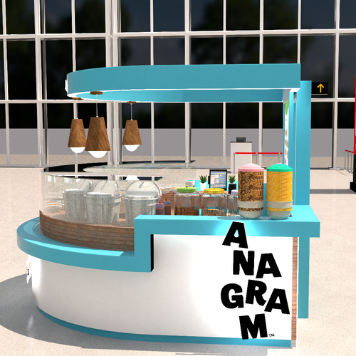 Design a 3D render for food serving kiosk Design by Ann Davis