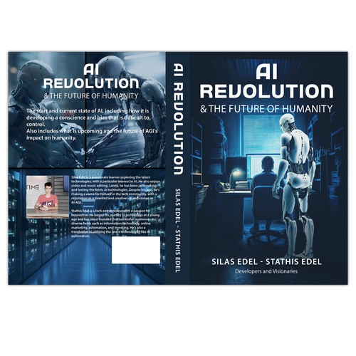 Futuristic AI Book Cover - AI vs Humans/Dark Design by flamenco72