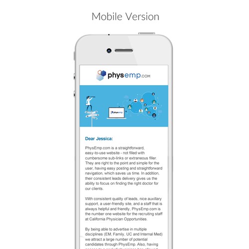 Design a Modern Email Template for PhysEmp - Physician Only Job Board Design von karinalexandra4