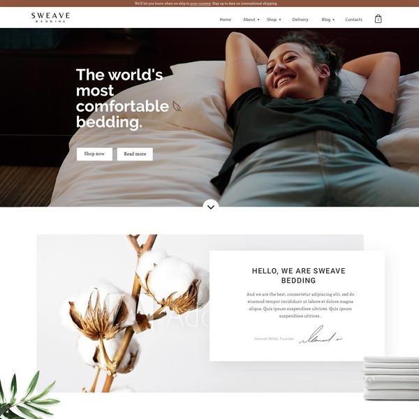 Bedsheets manufacturer landing page