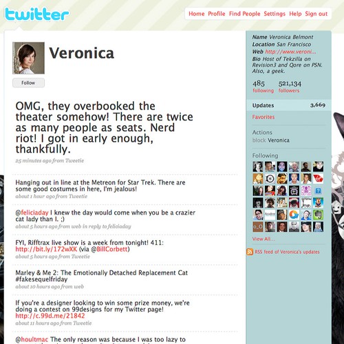 Twitter Background for Veronica Belmont Réalisé par Darayz