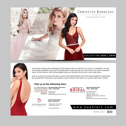 Flyer design for evening dress label needed to invite our customers to Exhibitions Design by EPH Design