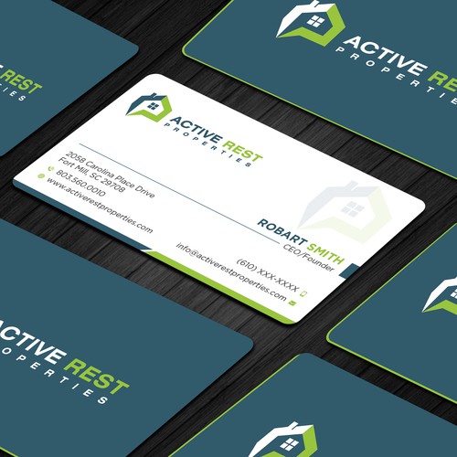 Modern Business Cards for Active Rest Properties Design by Brandmaker artist