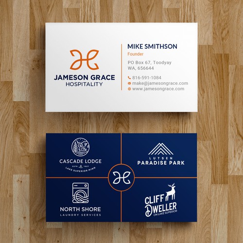 Create a modern and clean business card for a parent company with 4 subsidiaries Design by Roni_