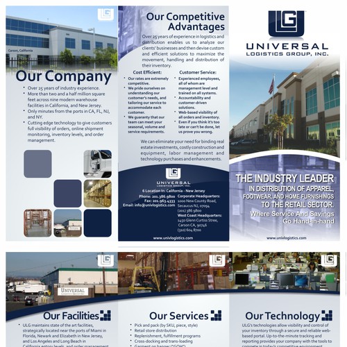 Create the next single-page advertising brochure for Universal Logistics Group Design by degowang