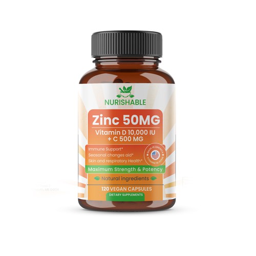 We need a "beautiful bottle label" for Zinc and Vitamin D3 supplement - Redesign Design by Designlifelk