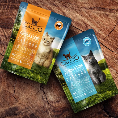 Calico need a design for dry cat food bag 2kg Product