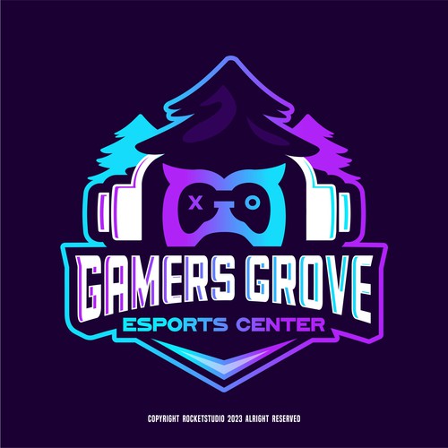Logo for a casual and competitive esports video game center Diseño de rocketstudio