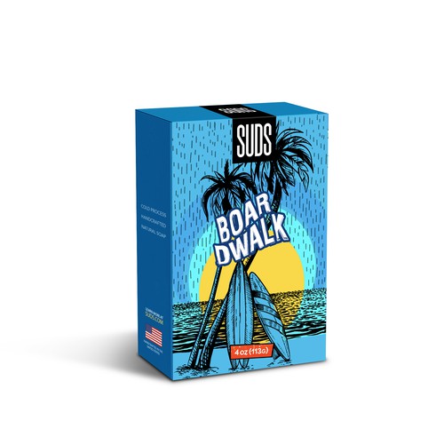 SUDS™ Bar Soap Packaging with Custom Illustrations - 5 Box Series Design by sougatacreative