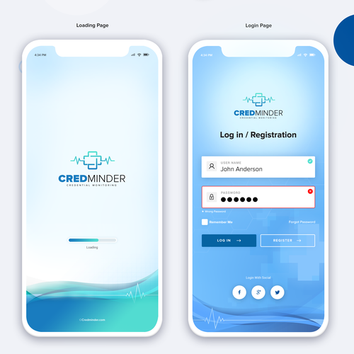Design UI/UX for credential monitoring iOS app. デザイン by A N S Y S O F T