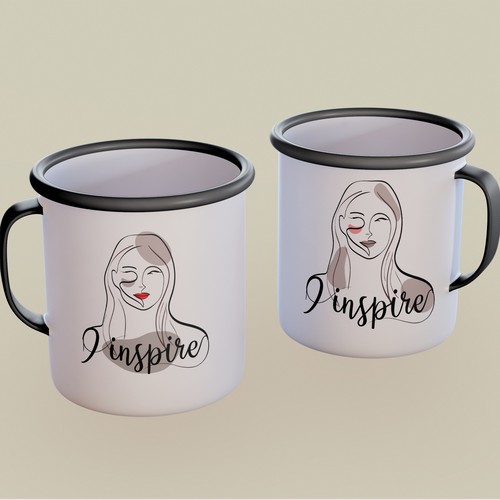 Quirky enamel mug illustration for concept stores - female empowerment Design by Ashkhen I.