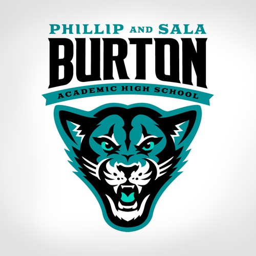 Create a compelling puma logo for a dynamic urban high school in