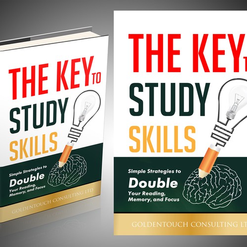 Design a book cover for "The Key to Study Skills:  Simple Strategies to Double Your Reading, Memory, and Focus" book デザイン by Pagatana