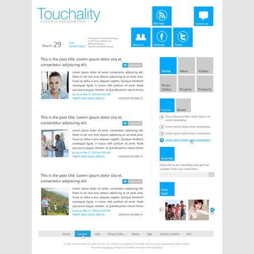 Design for Windows Phone 7 Metro UI Wordpress Theme Design by jasin242