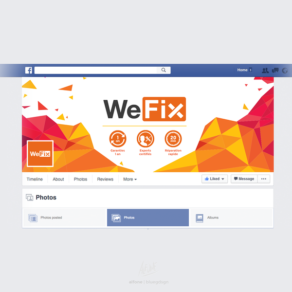 Design by bluegdsgn titled "wefix facebook cover"