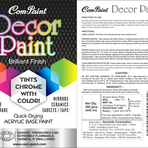 Product Label Design for AEROSOL SPRAY PAINT CAN Design by Exocast33