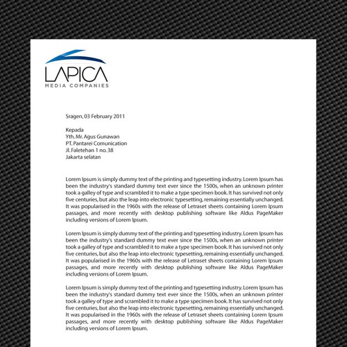 Letterhead for Media Company | Stationery contest