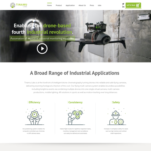 A powerful web design for a high-tech drone startup Design by Beatlezz™